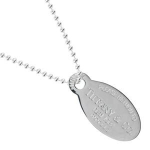 Tiffany Co to Oval Necklace Ball Chain Sterling Silver